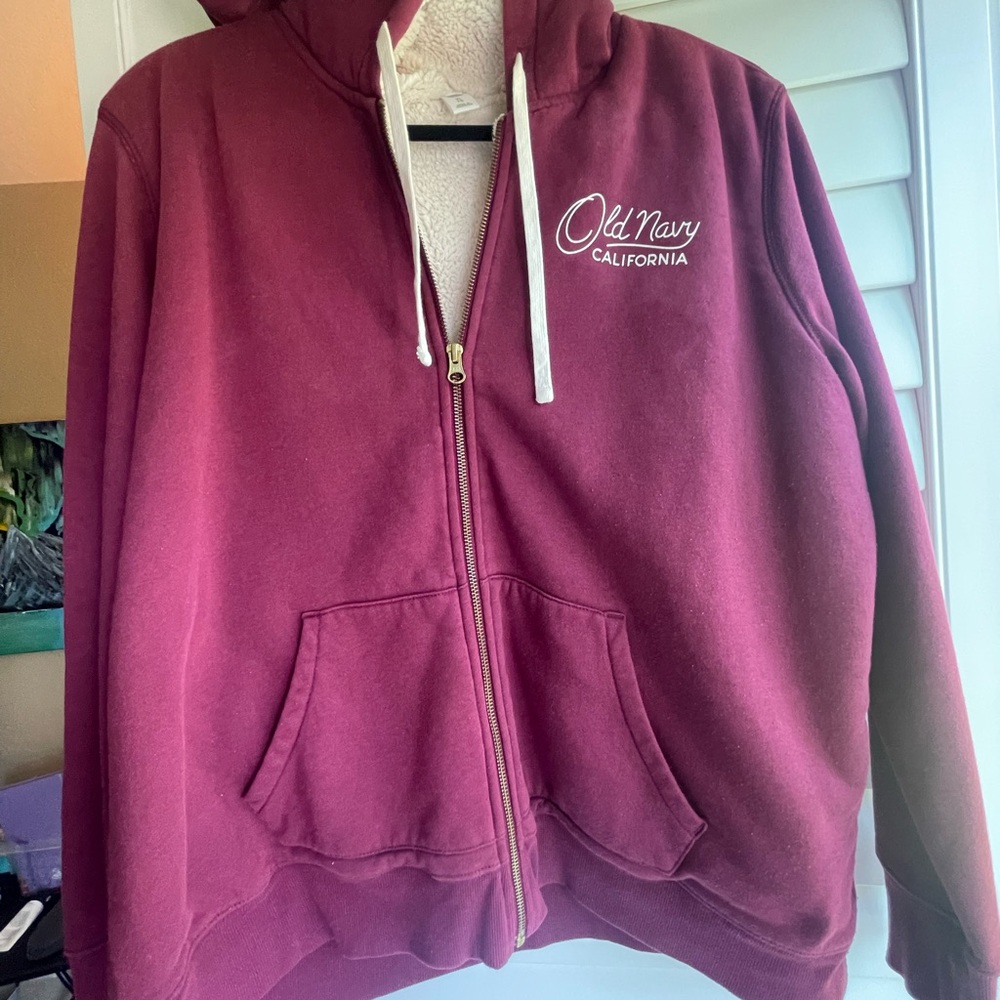 Old Navy Maroon Hoodie with White Accents